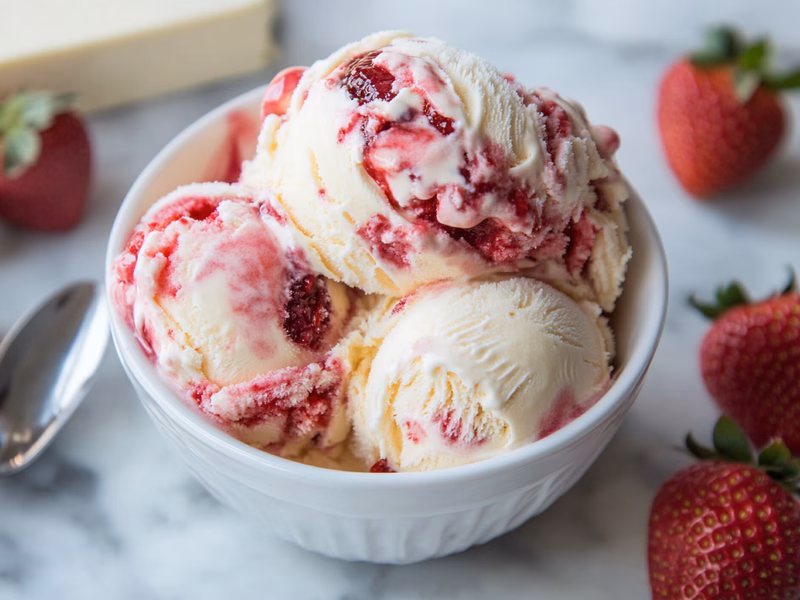 Sorvete de Cream Cheese com Morango - Receita Ninja Creami