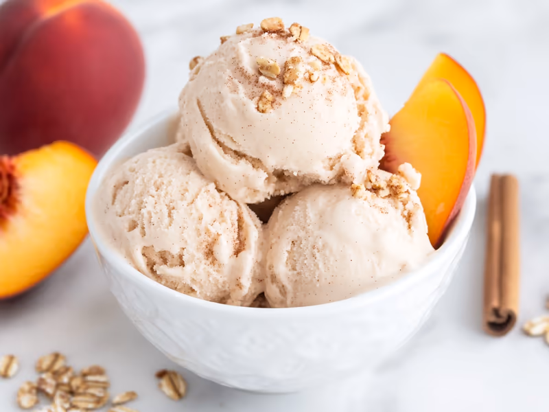 Peach Cobbler Protein Ice Cream - Ninja Creami Recipe