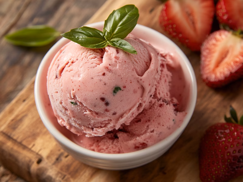 Roasted Fresa Basil Helado - Ninja Creami Recipe