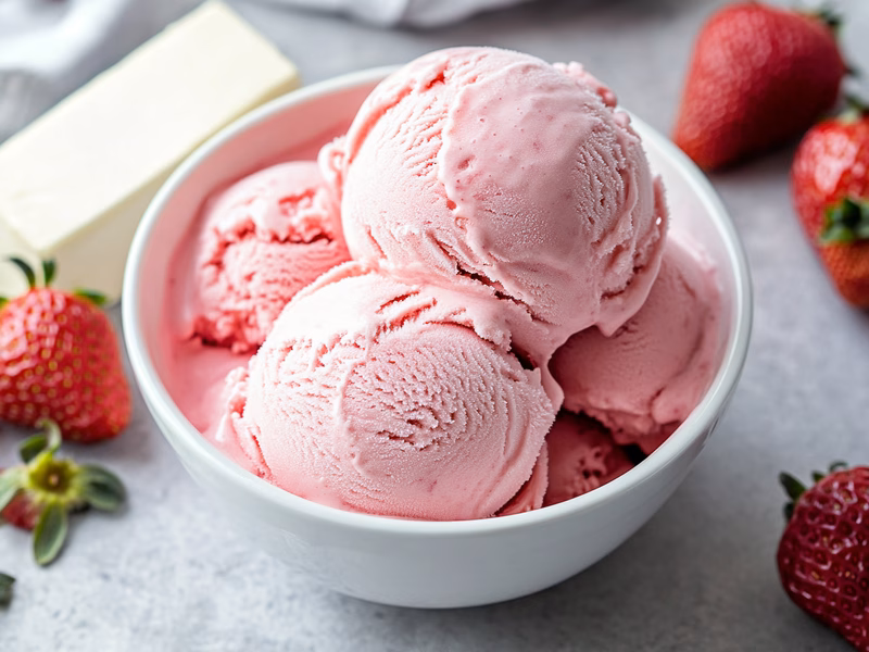 Sorvete de Morango com Cream Cheese