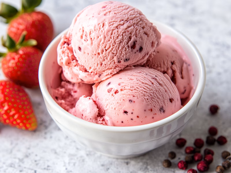 Strawberry Pink Pepper Ice Cream
