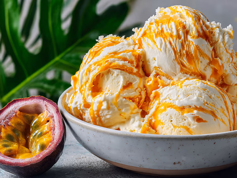 Vanilla Passion Fruit Swirl Ice Cream