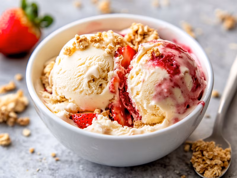 Vanilla Strawberry Crumble Ice Cream - Ninja Creami Recipe